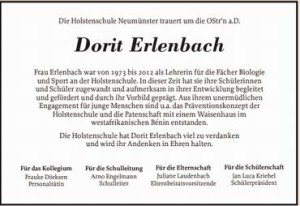 05.10.2015 Traueranzeige Dorit Erlenbach